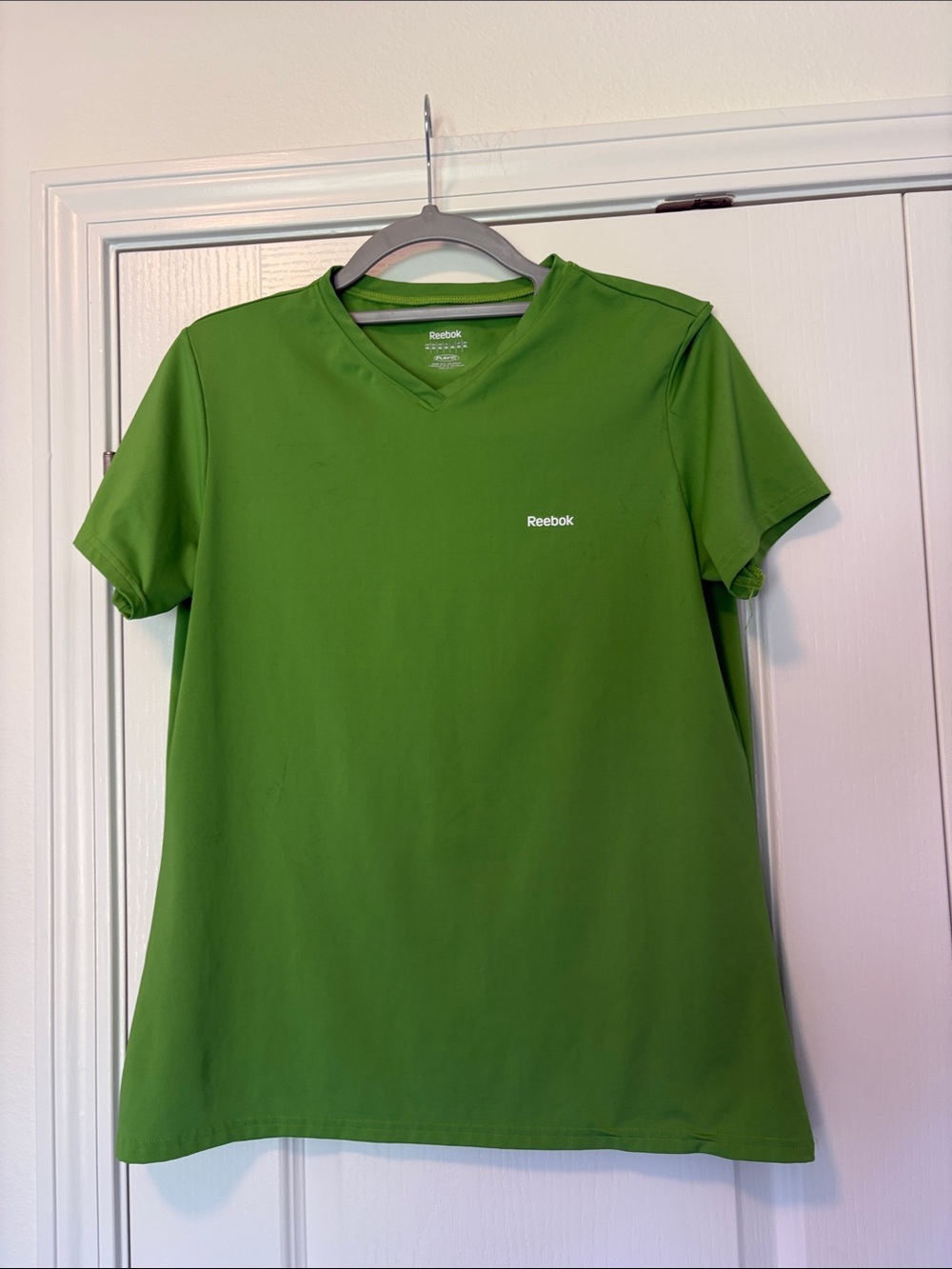 Reebok Women's Bright Green V-Neck Short Sleeve Tee